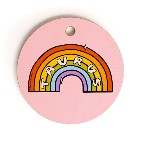 Doodle By Meg Taurus Rainbow Cutting Board Round