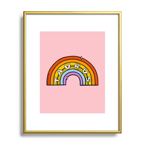 Doodle By Meg Taurus Rainbow Metal Framed Art Print
