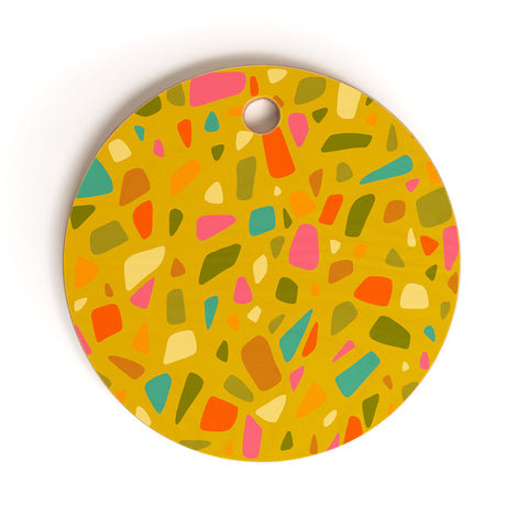 Doodle By Meg Terrazzo Print in Mustard Cutting Board Round