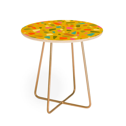 Doodle By Meg Terrazzo Print in Mustard Round Side Table