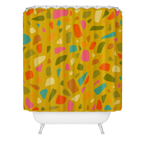 Doodle By Meg Terrazzo Print in Mustard Shower Curtain