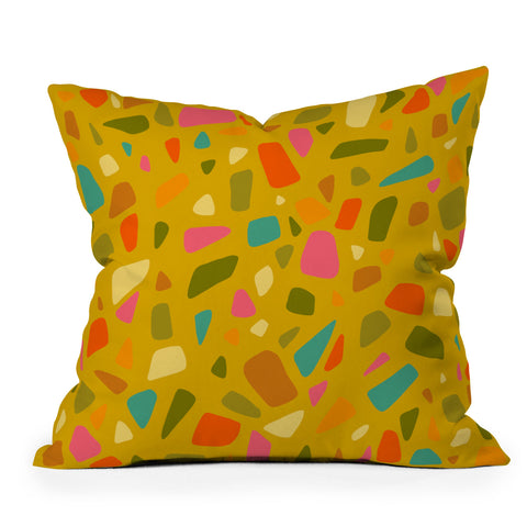 Doodle By Meg Terrazzo Print in Mustard Throw Pillow