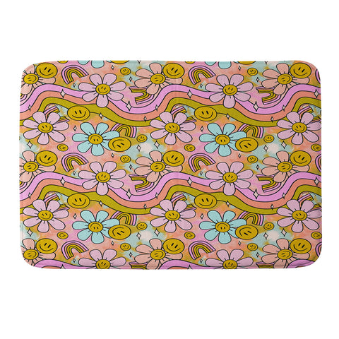 Doodle By Meg Tie Dye Flower Print Memory Foam Bath Mat