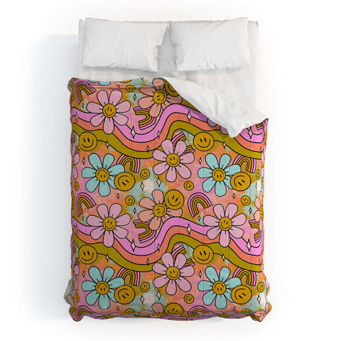Doodle By Meg Tie Dye Flower Print Comforter