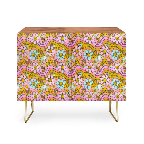 Doodle By Meg Tie Dye Flower Print Credenza