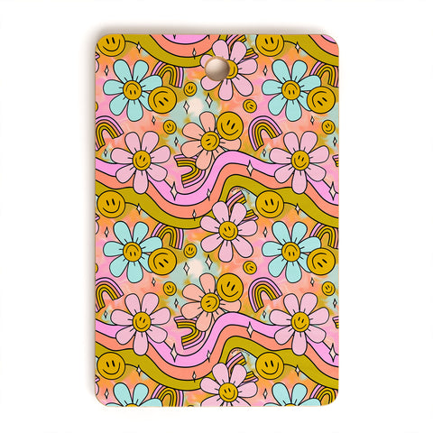 Doodle By Meg Tie Dye Flower Print Cutting Board Rectangle