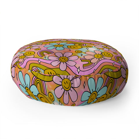Doodle By Meg Tie Dye Flower Print Floor Pillow Round