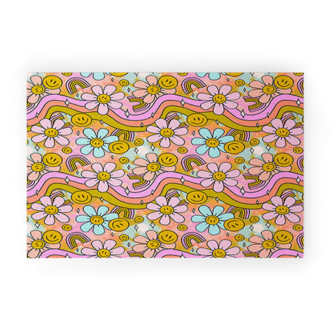 Doodle By Meg Tie Dye Flower Print Welcome Mat