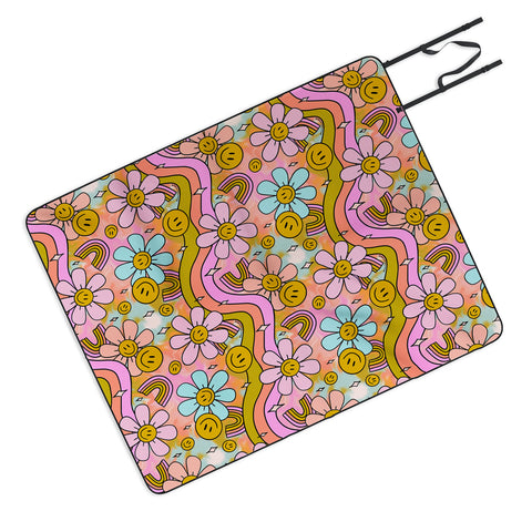 Doodle By Meg Tie Dye Flower Print Picnic Blanket