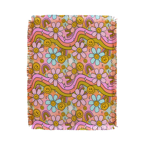 Doodle By Meg Tie Dye Flower Print Throw Blanket