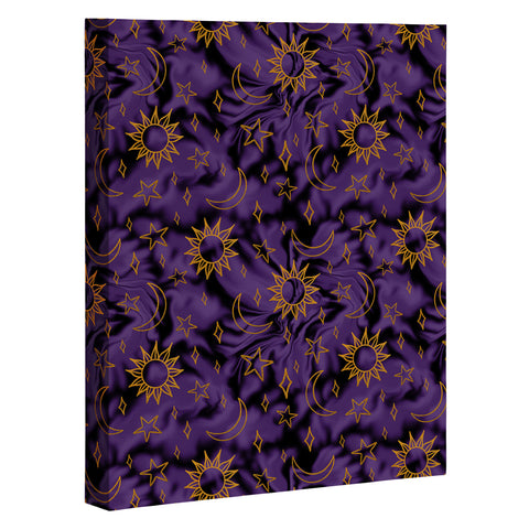 Doodle By Meg Tie Dye Moon Star Print Purple Art Canvas