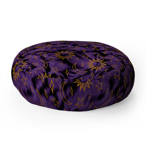 Doodle By Meg Tie Dye Moon Star Print Purple Floor Pillow Round