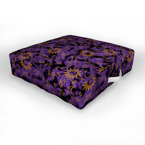 Doodle By Meg Tie Dye Moon Star Print Purple Outdoor Floor Cushion