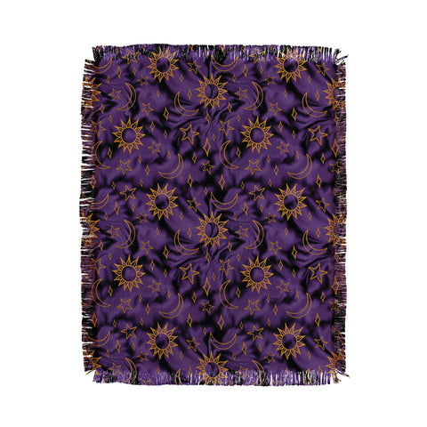 Doodle By Meg Tie Dye Moon Star Print Purple Throw Blanket