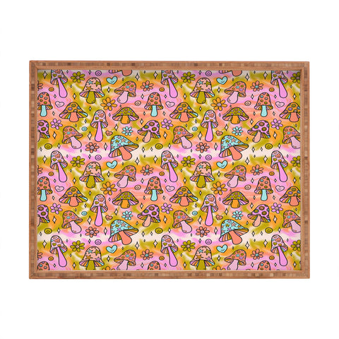Doodle By Meg Tie Dye Mushroom Print Rectangular Tray