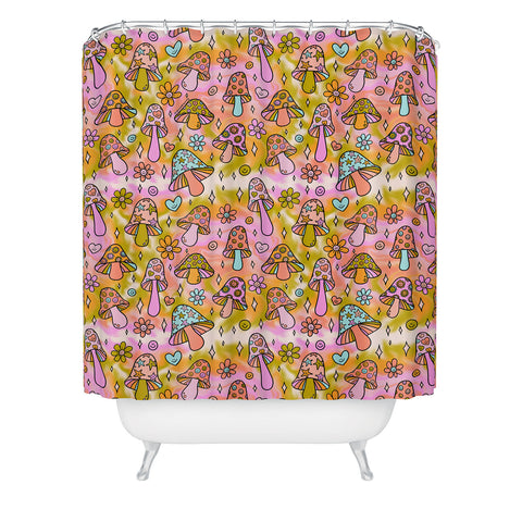 Doodle By Meg Tie Dye Mushroom Print Shower Curtain