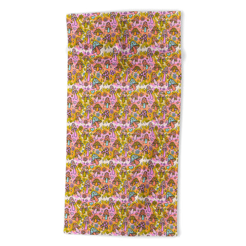 Doodle By Meg Tie Dye Mushroom Print Beach Towel