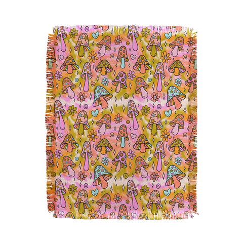 Doodle By Meg Tie Dye Mushroom Print Throw Blanket