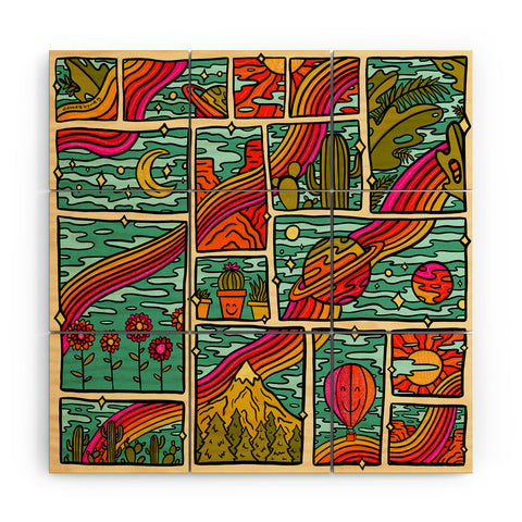 Doodle By Meg Traveling Rainbow Wood Wall Mural