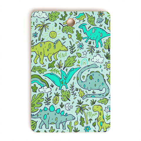Doodle By Meg Tropical Dinos Cutting Board Rectangle