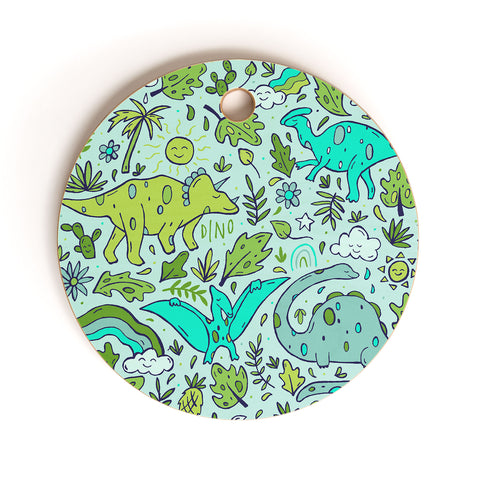 Doodle By Meg Tropical Dinos Cutting Board Round