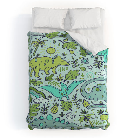 Doodle By Meg Tropical Dinos Duvet Cover