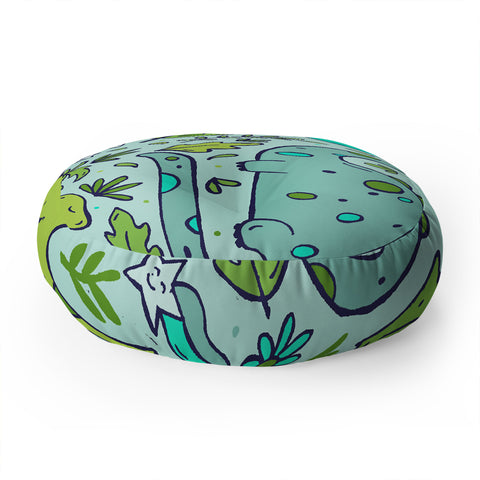 Doodle By Meg Tropical Dinos Floor Pillow Round
