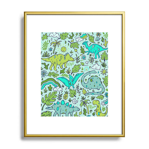 Doodle By Meg Tropical Dinos Metal Framed Art Print
