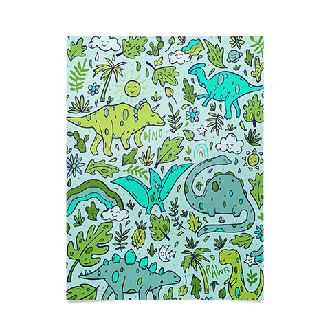Doodle By Meg Tropical Dinos Poster