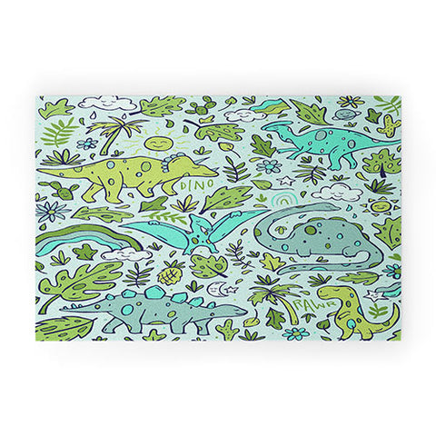 Doodle By Meg Tropical Dinos Welcome Mat