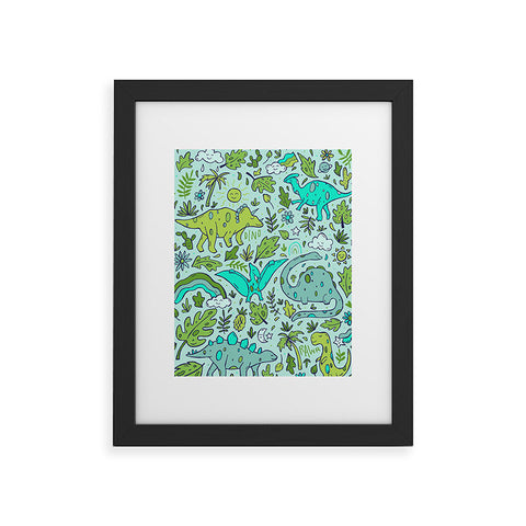 Doodle By Meg Tropical Dinos Framed Art Print