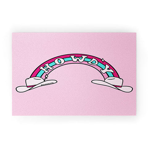 Doodle By Meg Turquoise Howdy Rainbow Welcome Mat