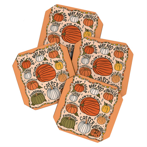 Doodle By Meg Types of Pumpkins Coaster Set