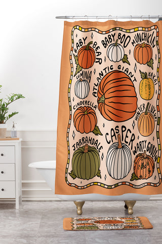 Doodle By Meg Types of Pumpkins Shower Curtain And Mat