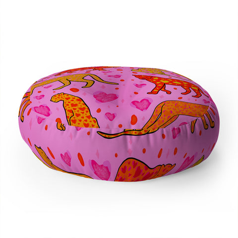 Doodle By Meg Valentine Leopard Print Floor Pillow Round