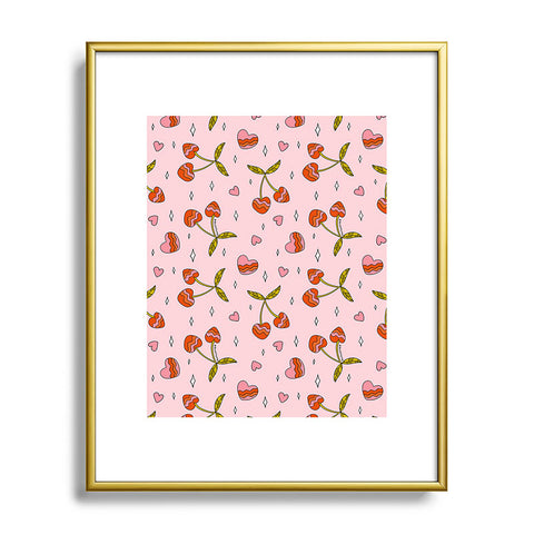 Doodle By Meg VIntage Cherry Print Metal Framed Art Print