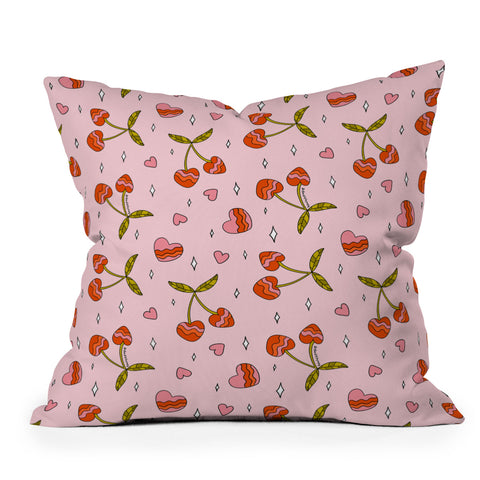 Doodle By Meg VIntage Cherry Print Throw Pillow