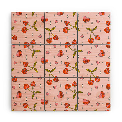 Doodle By Meg VIntage Cherry Print Wood Wall Mural