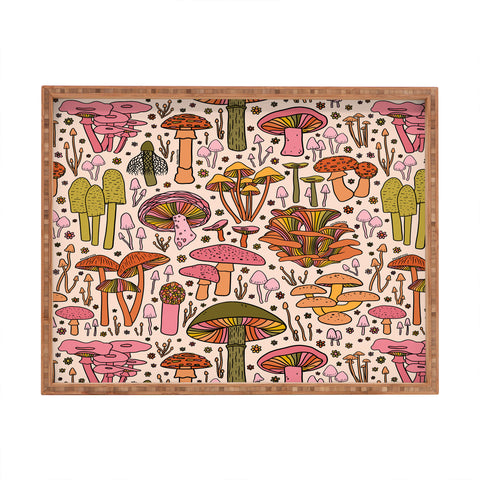 Doodle By Meg Vintage Mushroom Print Rectangular Tray