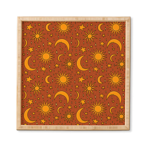 Doodle By Meg Vintage Star and Sun in Rust Framed Wall Art