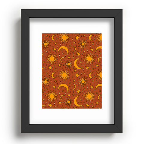 Doodle By Meg Vintage Star and Sun in Rust Recessed Framing Rectangle