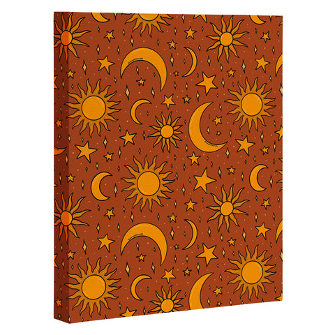 Doodle By Meg Vintage Star and Sun in Rust Art Canvas
