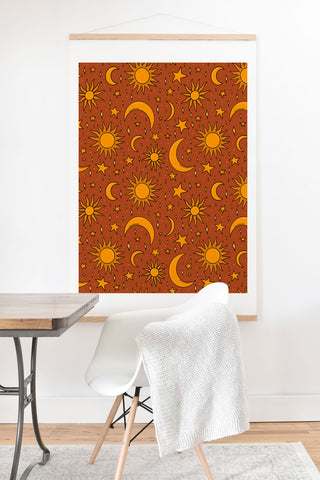 Doodle By Meg Vintage Star and Sun in Rust Art Print And Hanger