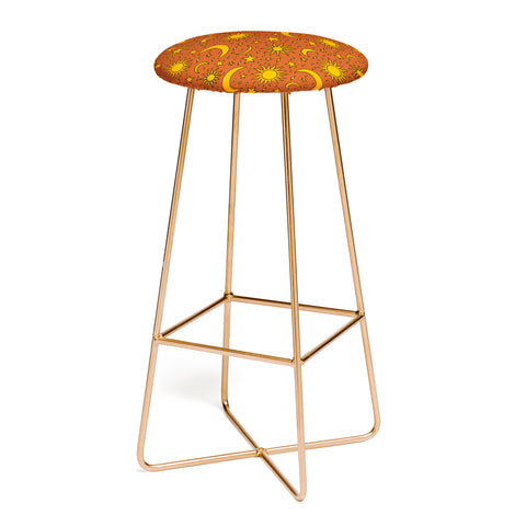 Doodle By Meg Vintage Star and Sun in Rust Bar Stool
