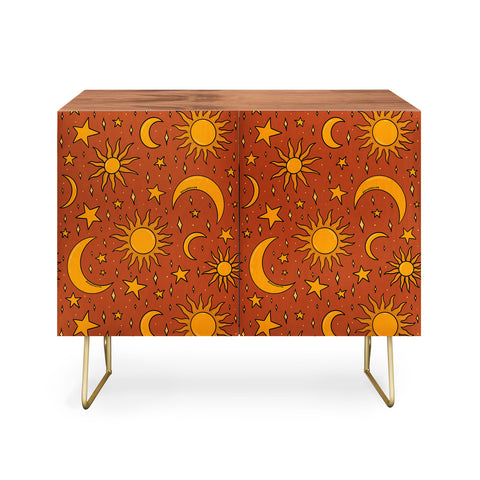 Doodle By Meg Vintage Star and Sun in Rust Credenza