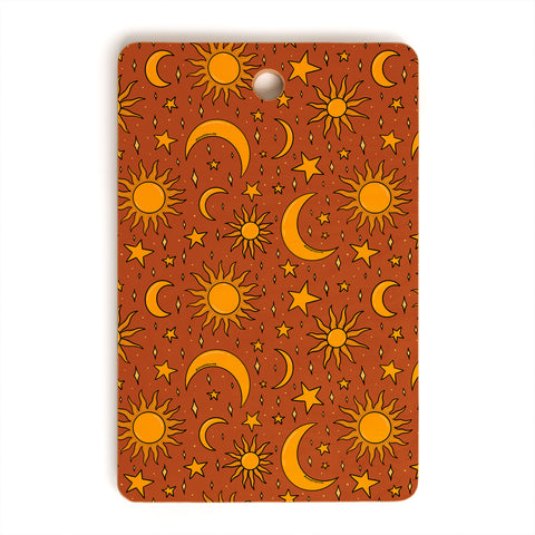 Doodle By Meg Vintage Star and Sun in Rust Cutting Board Rectangle