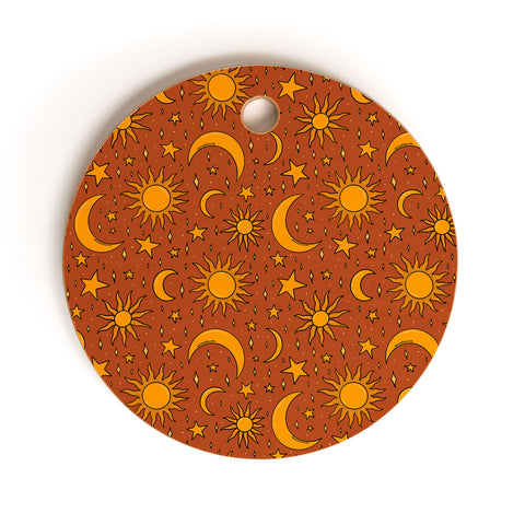 Doodle By Meg Vintage Star and Sun in Rust Cutting Board Round