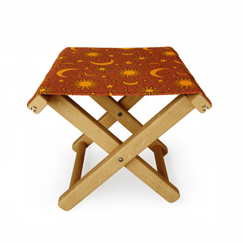 Doodle By Meg Vintage Star and Sun in Rust Folding Stool