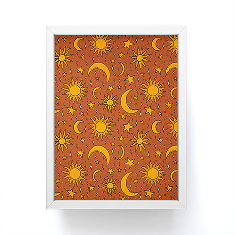 Doodle By Meg Vintage Star and Sun in Rust Framed Mini Art Print