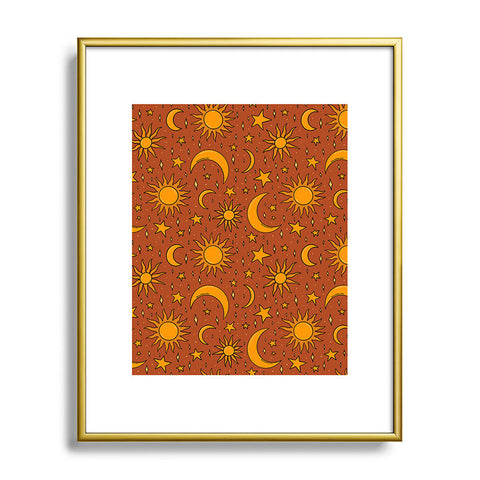 Doodle By Meg Vintage Star and Sun in Rust Metal Framed Art Print